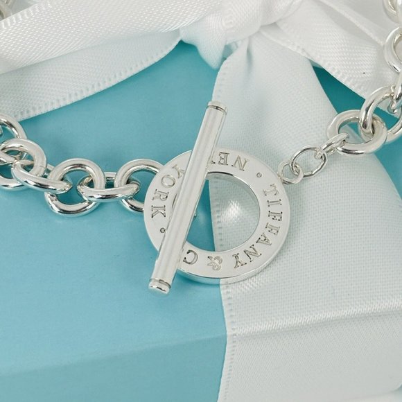 8.75" Large Tiffany & Co New York Toggle Bracelet Plus Size Full-Figured Mens - Picture 2 of 6